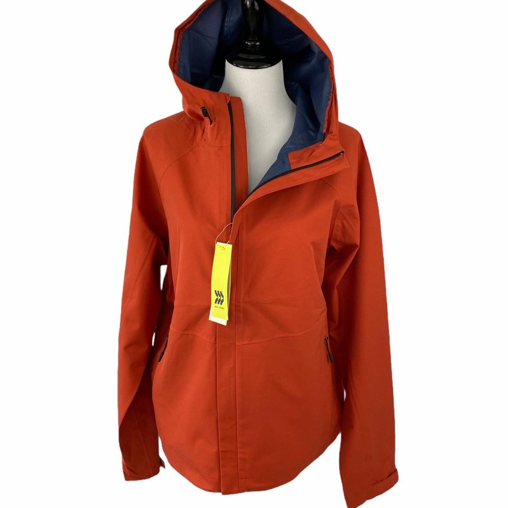 All in Motion Waterproof Rain Jacket Hooded Orange Men's Medium